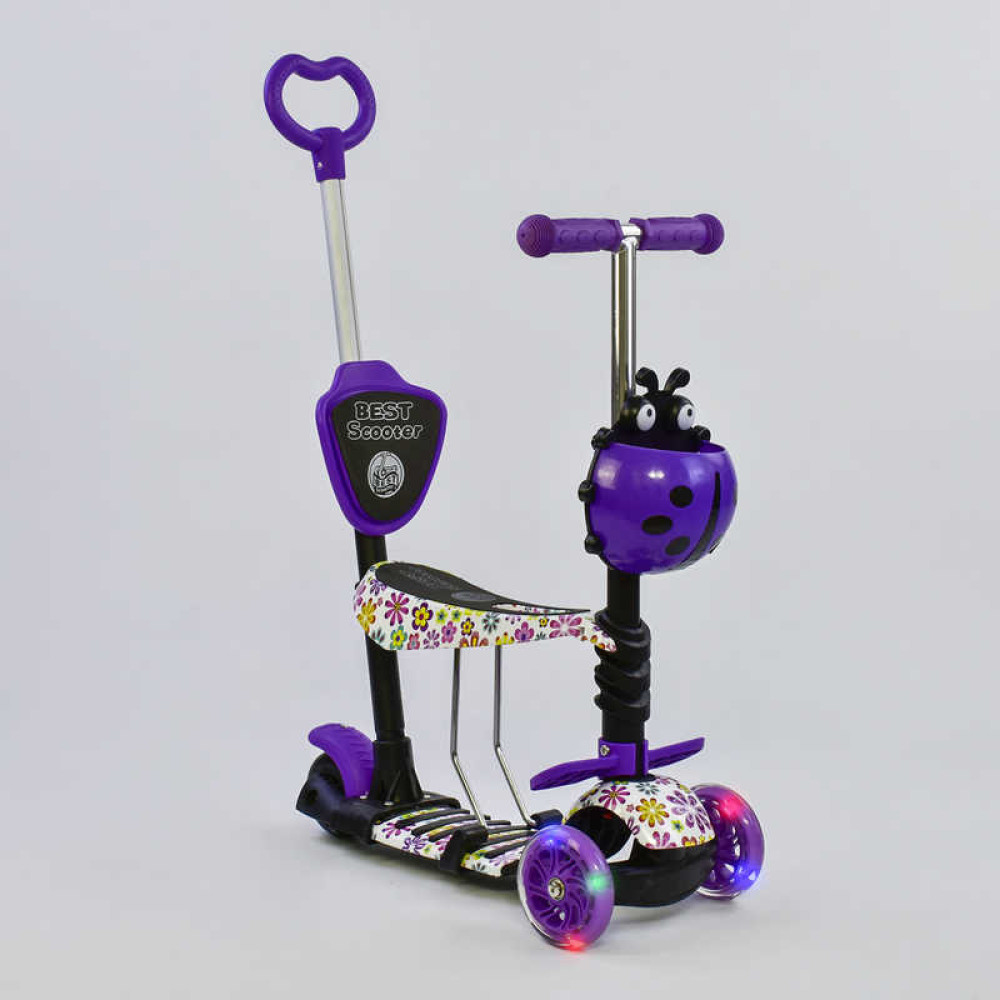 Самокат 5в1 97240 (1) Best Scooter, АБСТРАКЦИЯ, PU колеса, ПОДСВЕТКА  КОЛЕС, в коробке