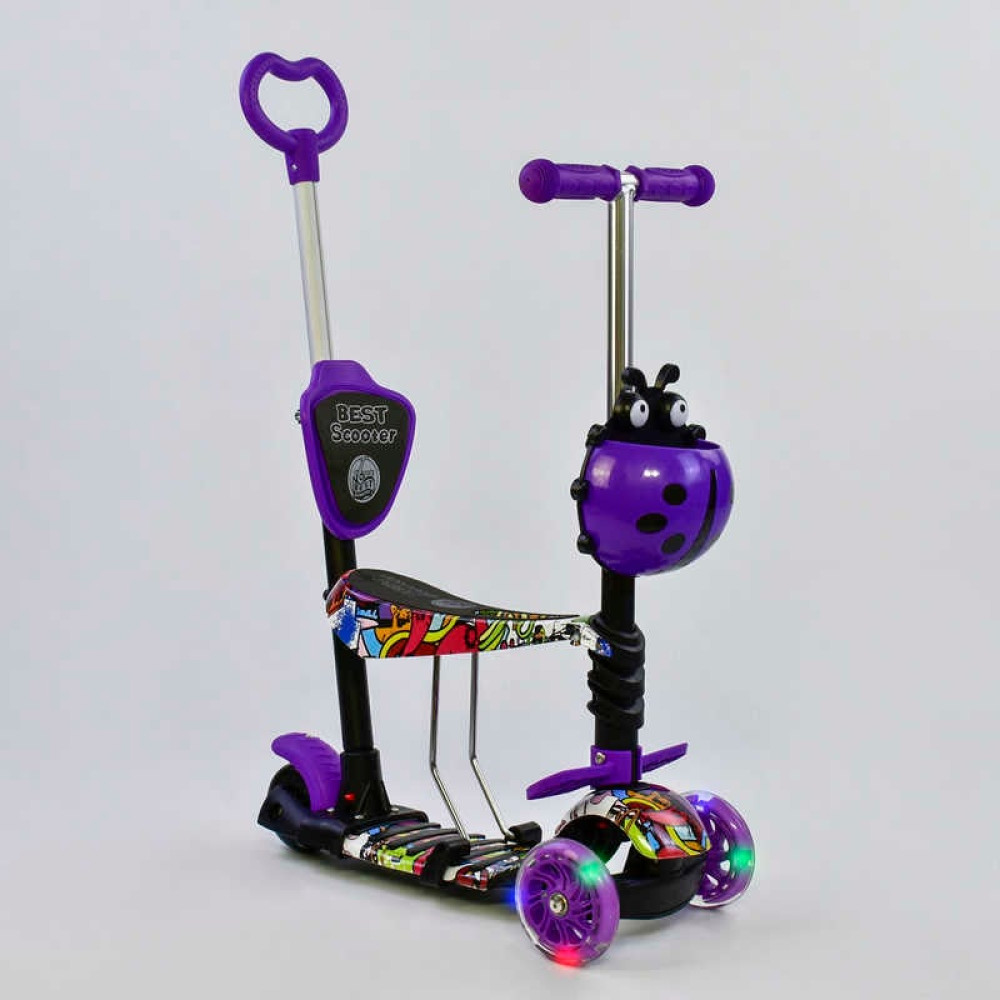 Самокат 5в1 13400 (1) Best Scooter, АБСТРАКЦИЯ, PU колеса, ПОДСВЕТКА  КОЛЕС, в коробке