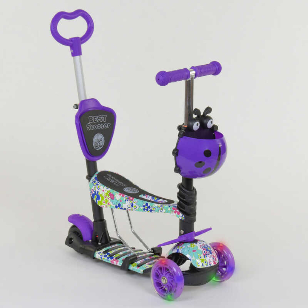 Самокат 5в1 68995 (1) Best Scooter, АБСТРАКЦИЯ, PU колеса, ПОДСВЕТКА  КОЛЕС, в коробке