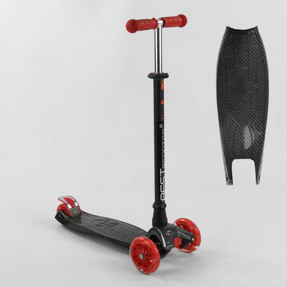 Самокат A 25772 /779-1524 "Best Scooter" (1)  4 колеса PU, СВЕТ, трубка руля алюминиевая, d передних колес =12 см, d задних колес = 8 см, в коробке