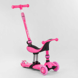 Самокат-велобег 3в1 трехколесный BS-23180 (4) Best Scooter, 3 колеса PU со светом, сидение, амортизаторы, родительская ручка