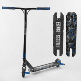 Самокат трюковый Best Scooter BS-77566 (4) HIC-система, ПЕГИ, алюминиевый диск и дека с ПРИНТОМ, колёса PU, d=110мм, ширина руля - 60 см, в коробке