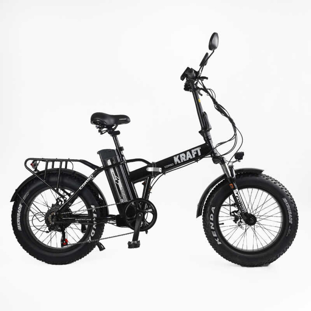 Електровелосипед Corso «Kraft» 20" дюймів KR-42117 (1) рама сталева, двигун 500W, акум. 48V15Ah, Shimano 7 швидкостей, зібраний на 75, у коробці